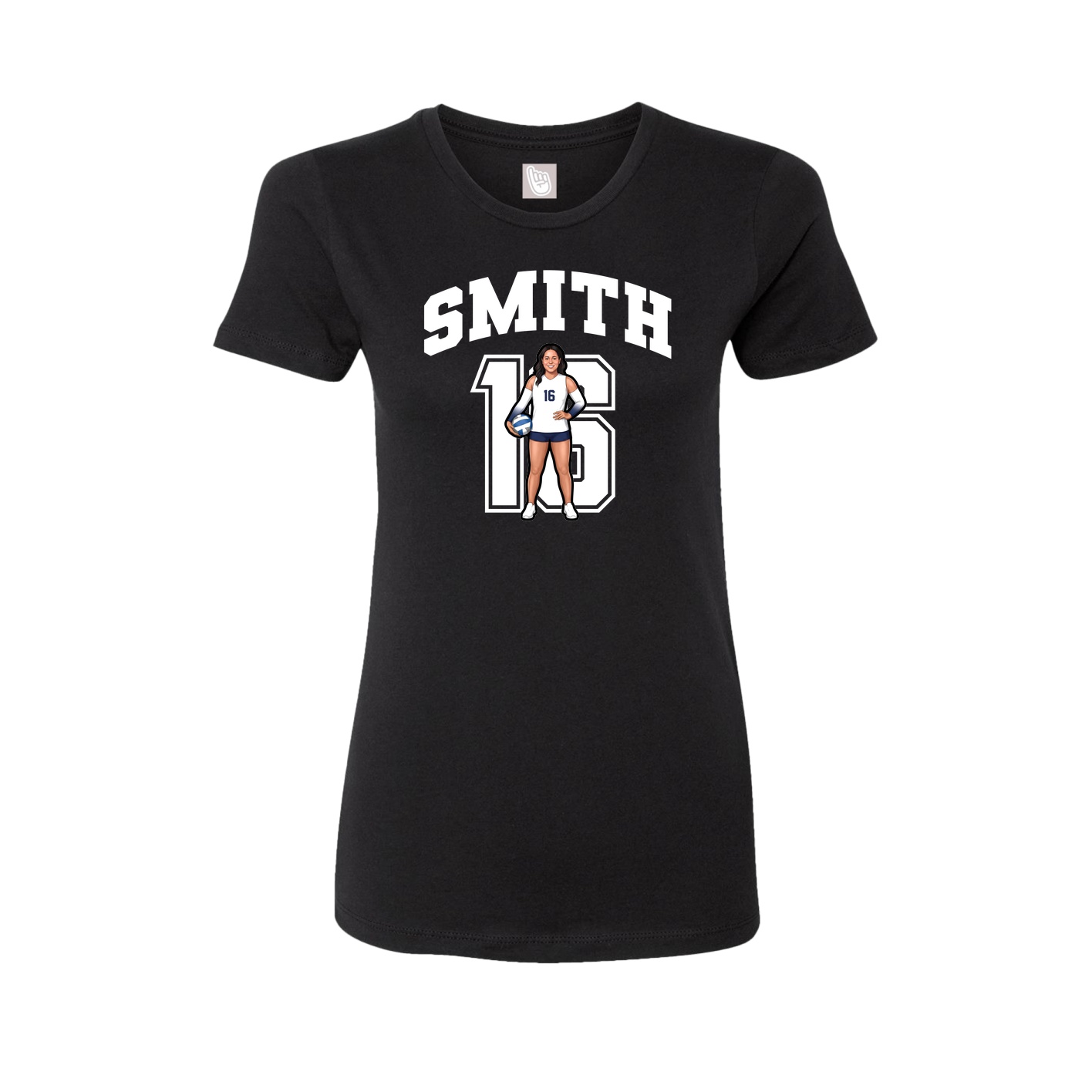 Fitted Women's Tee — Number in Black