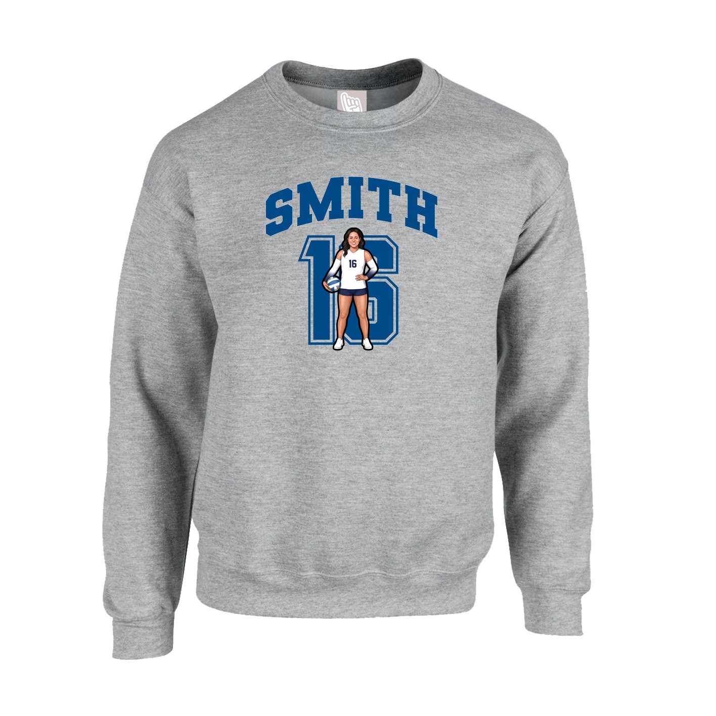 Fleece Crew — Number in Grey