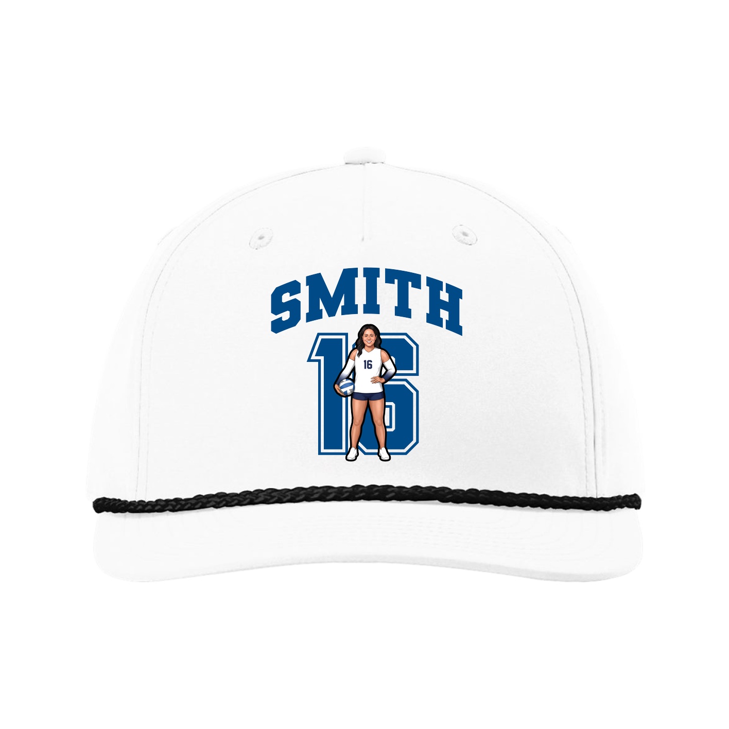 Five-Panel Classic Rope Cap — Number in White