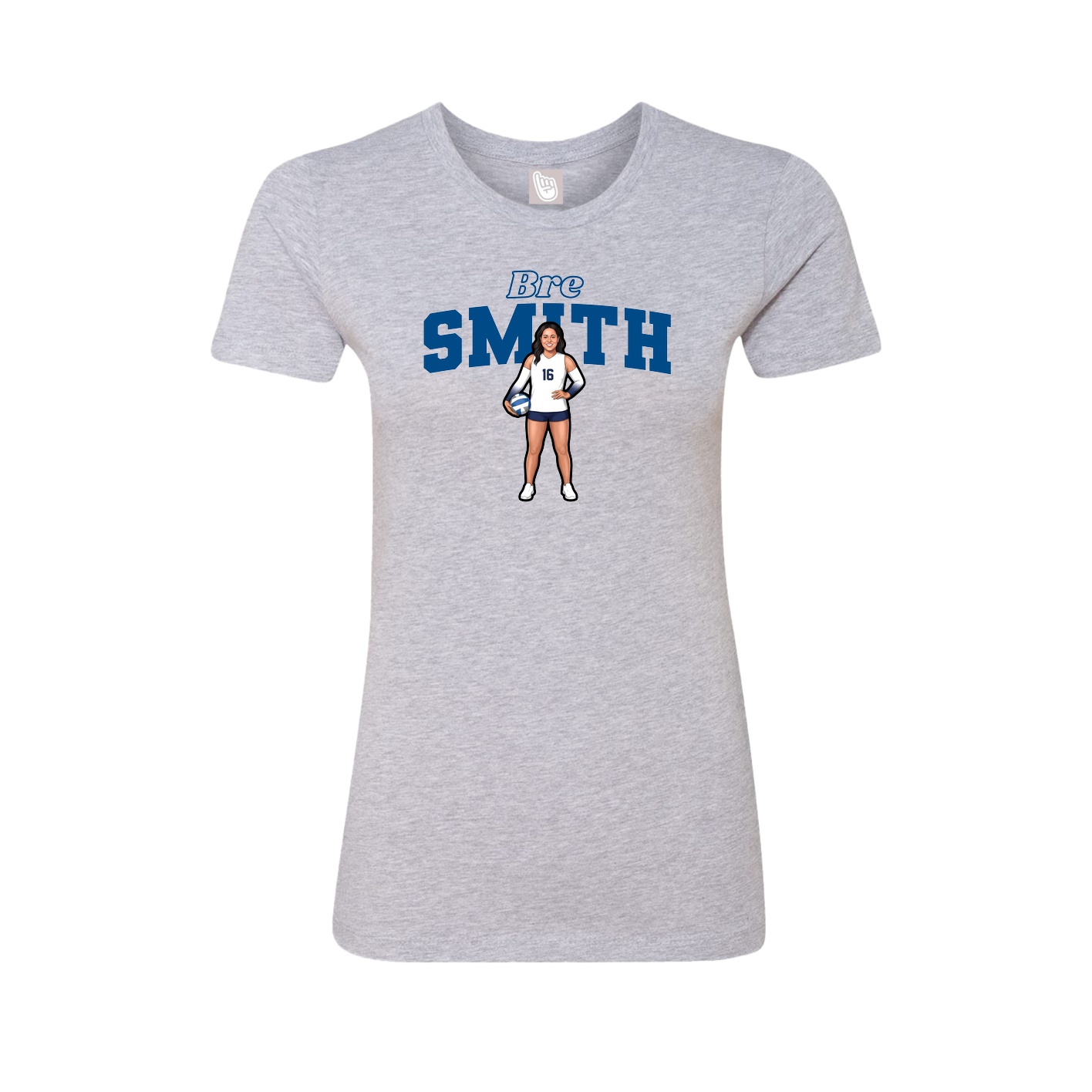 Fitted Women's Tee — Name Arch in Grey