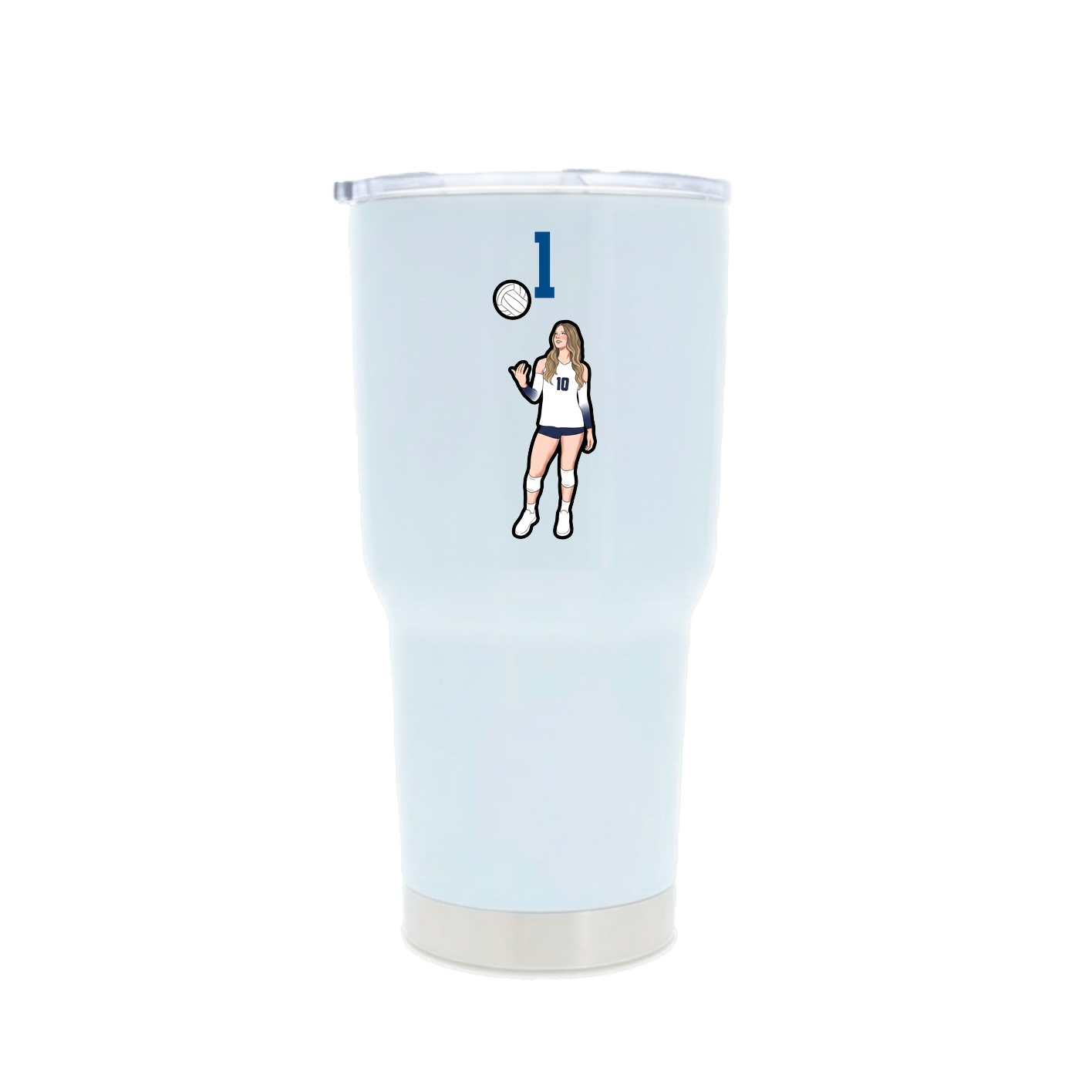 30oz Stainless Steel Tumbler — Number Top in White