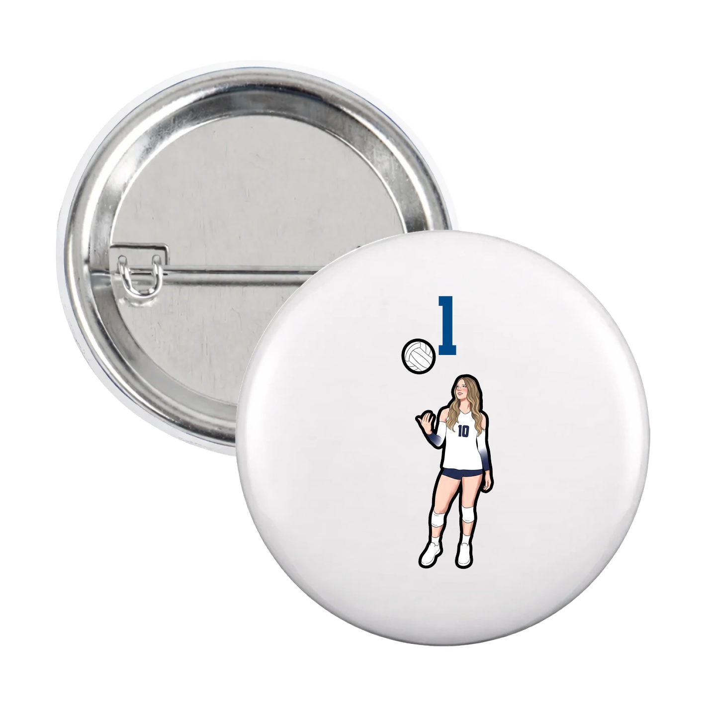 Game Day Button — Number Top in White