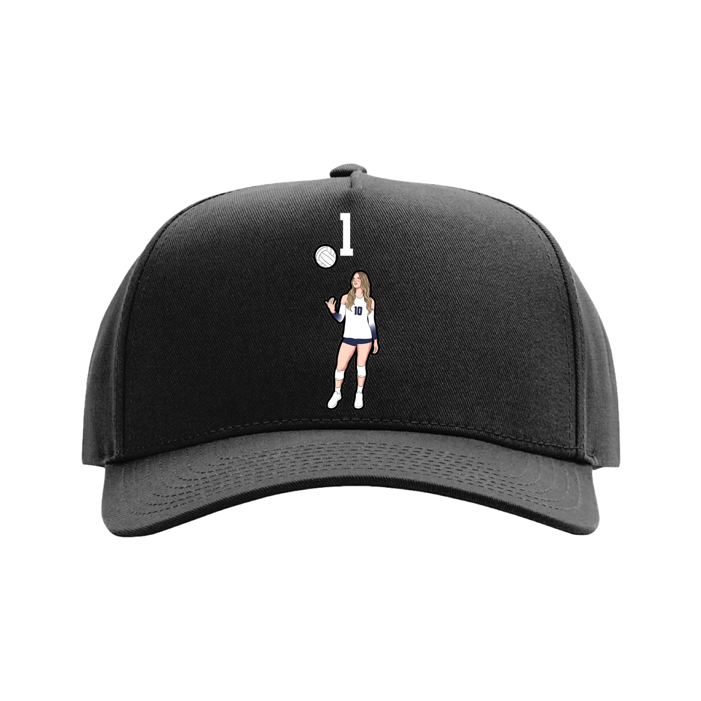 Full Fabric Five-Panel Champ Cap — Number Top in Black