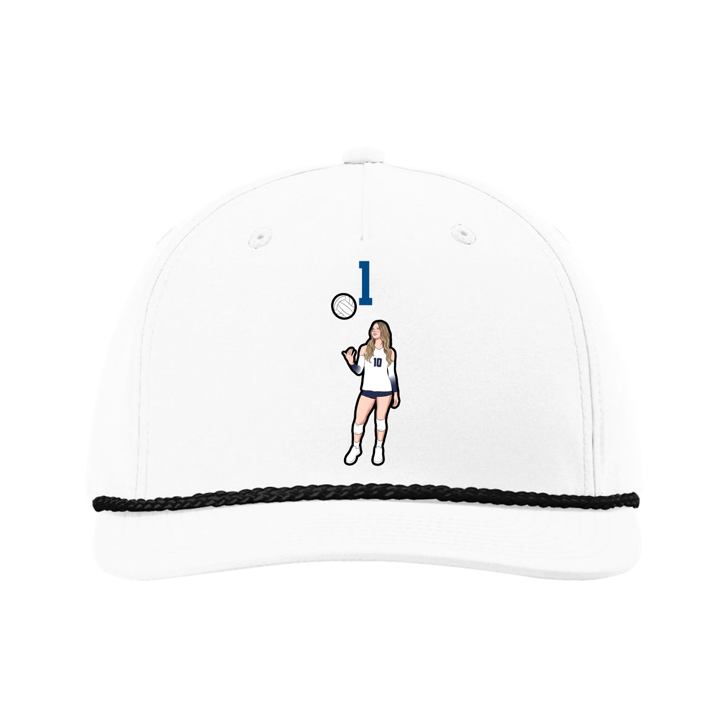 Five-Panel Classic Rope Cap — Number Top in White