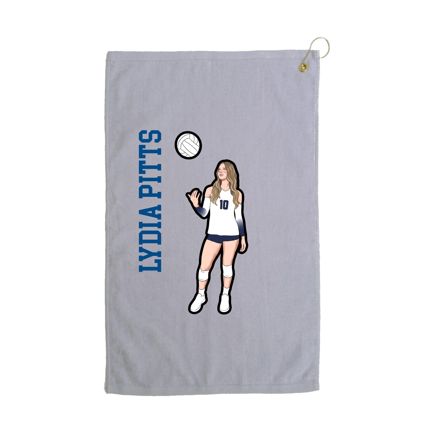 Golf Towel — Name Vertical in Grey