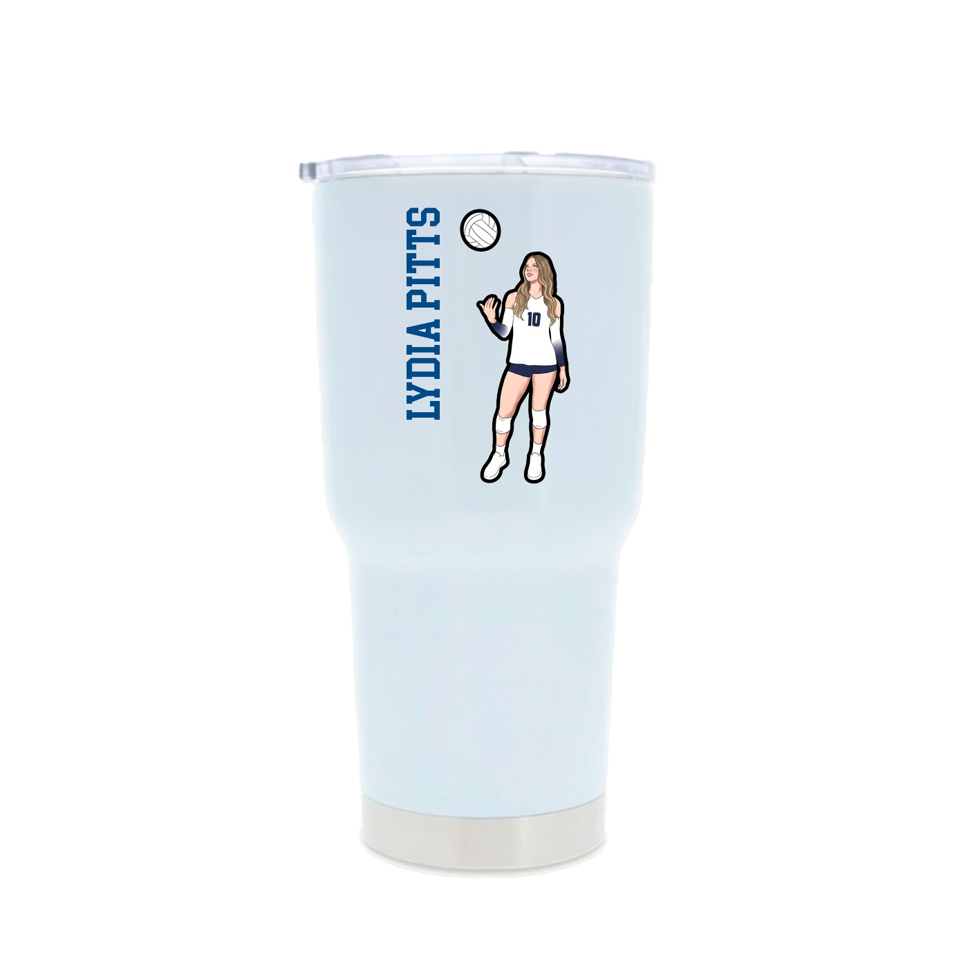 30oz Stainless Steel Tumbler — Name Vertical in White