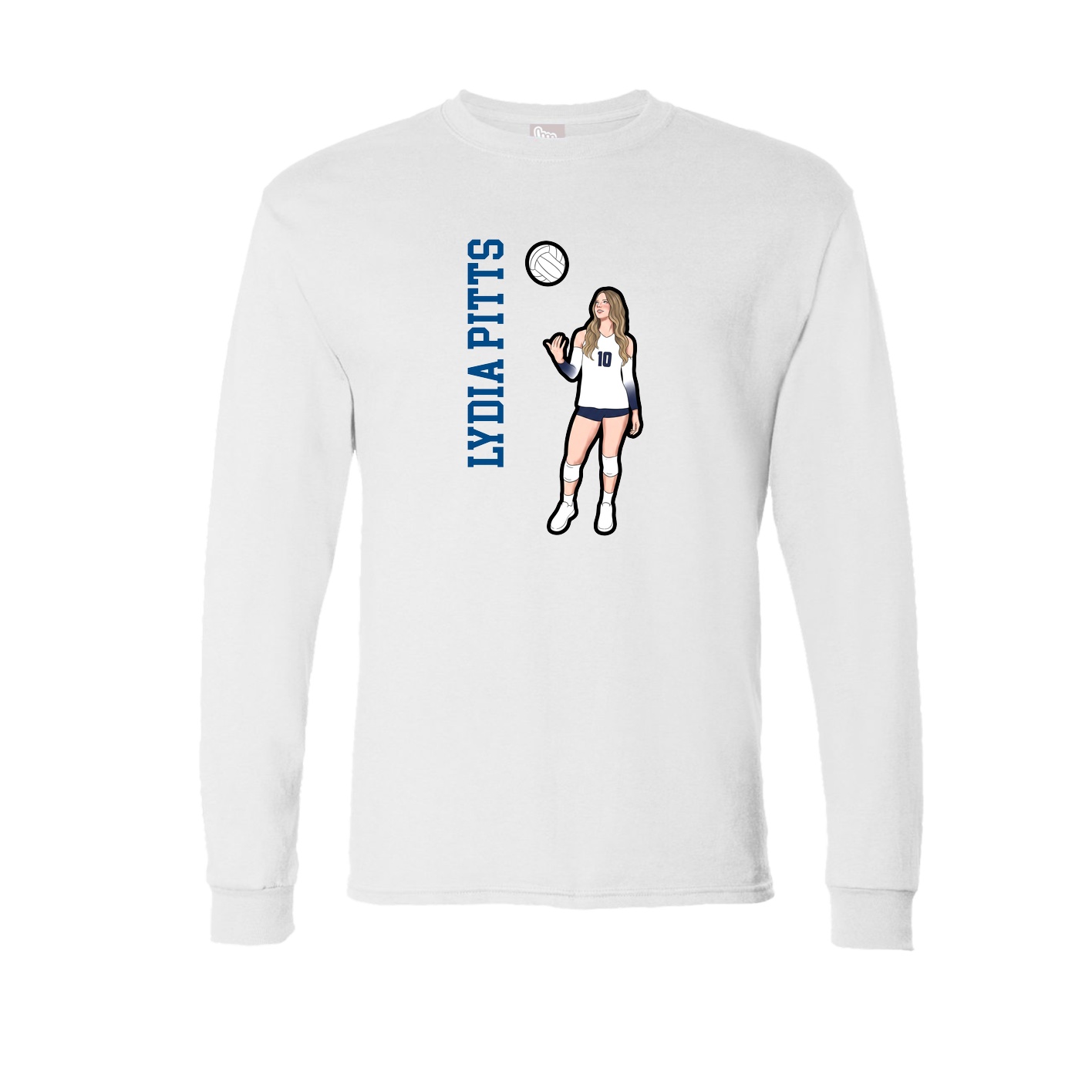 Long Sleeve Tee — Name Vertical in White