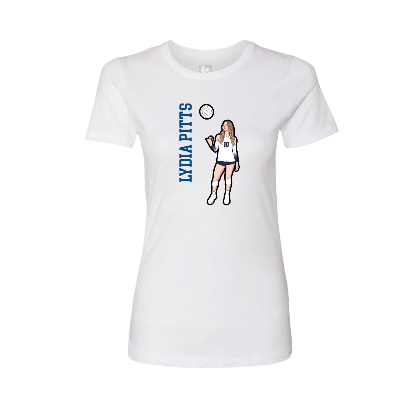 Fitted Women's Tee — Name Vertical in White
