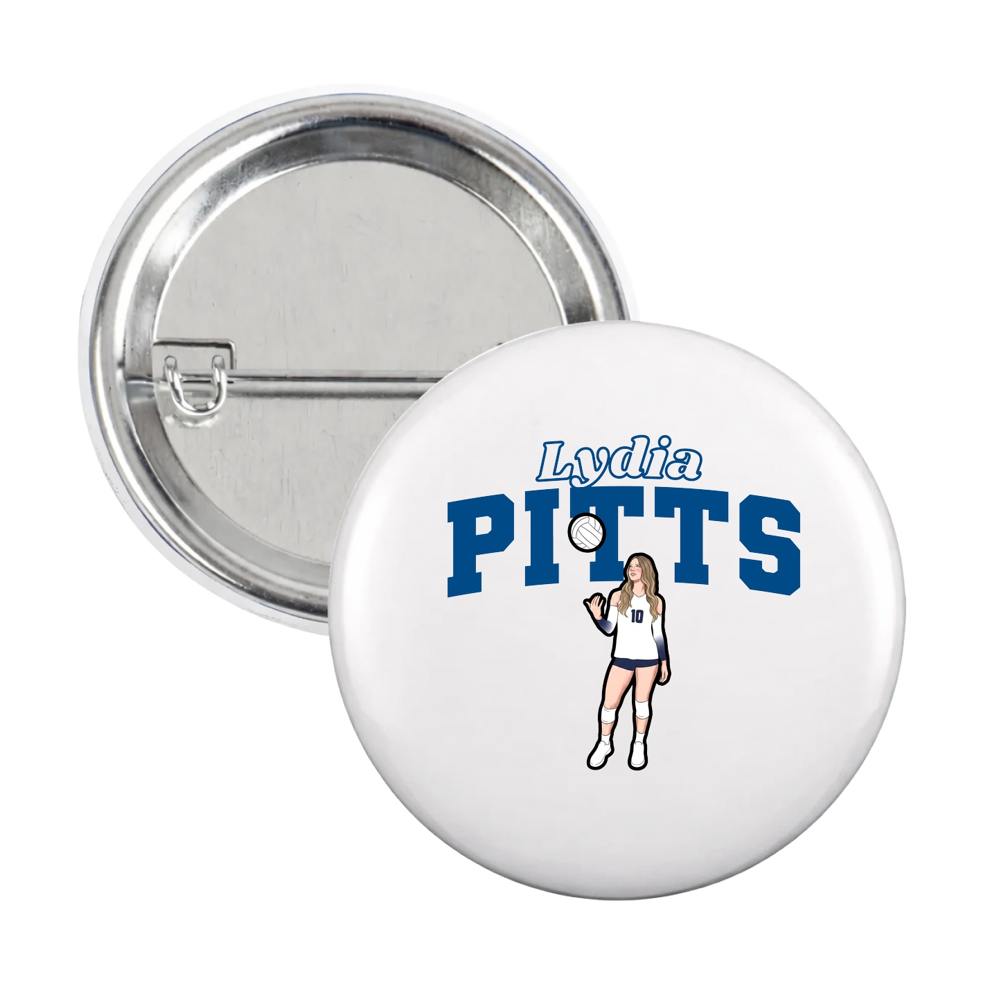 Game Day Button — Name Arch in White