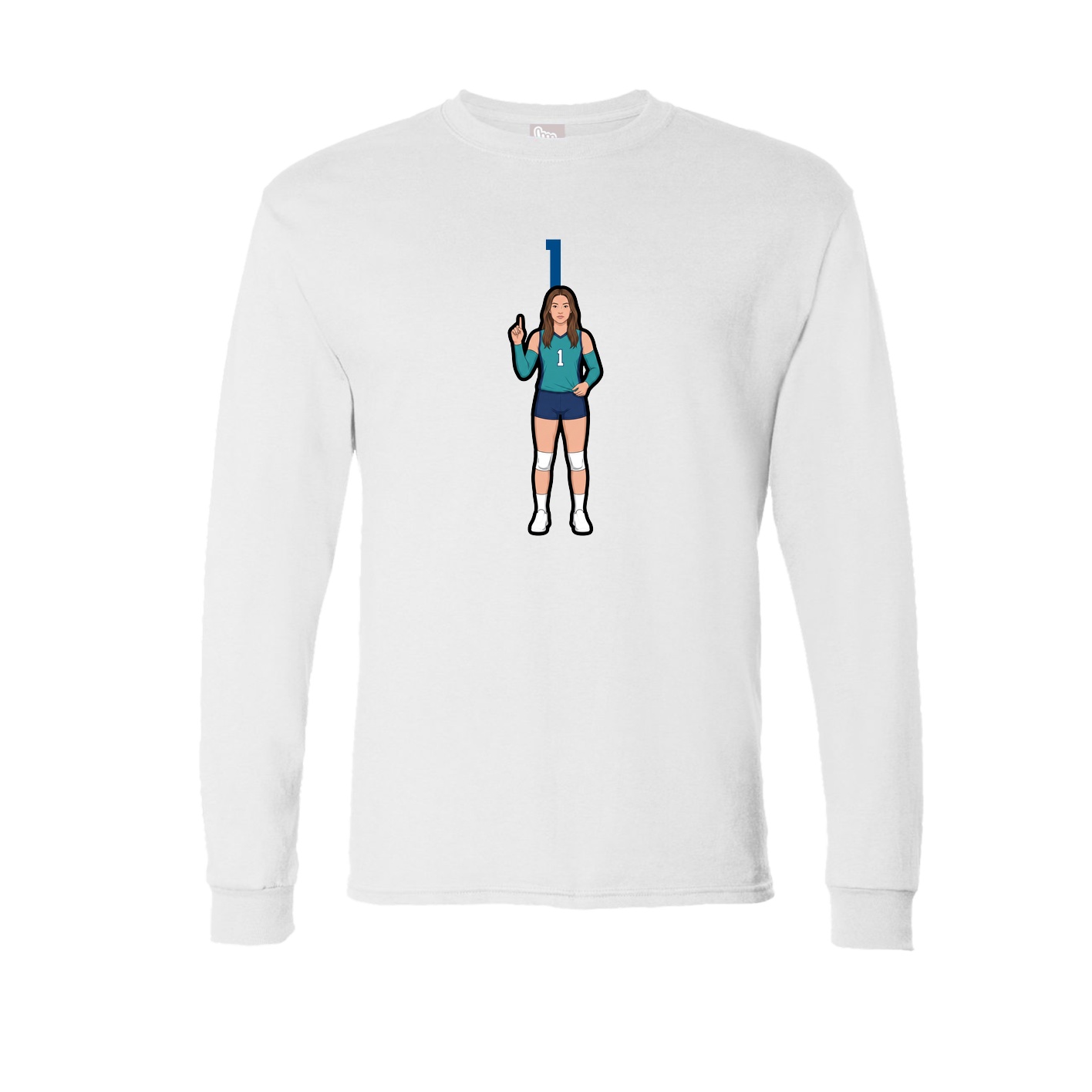 Long Sleeve Tee — Number Top in White