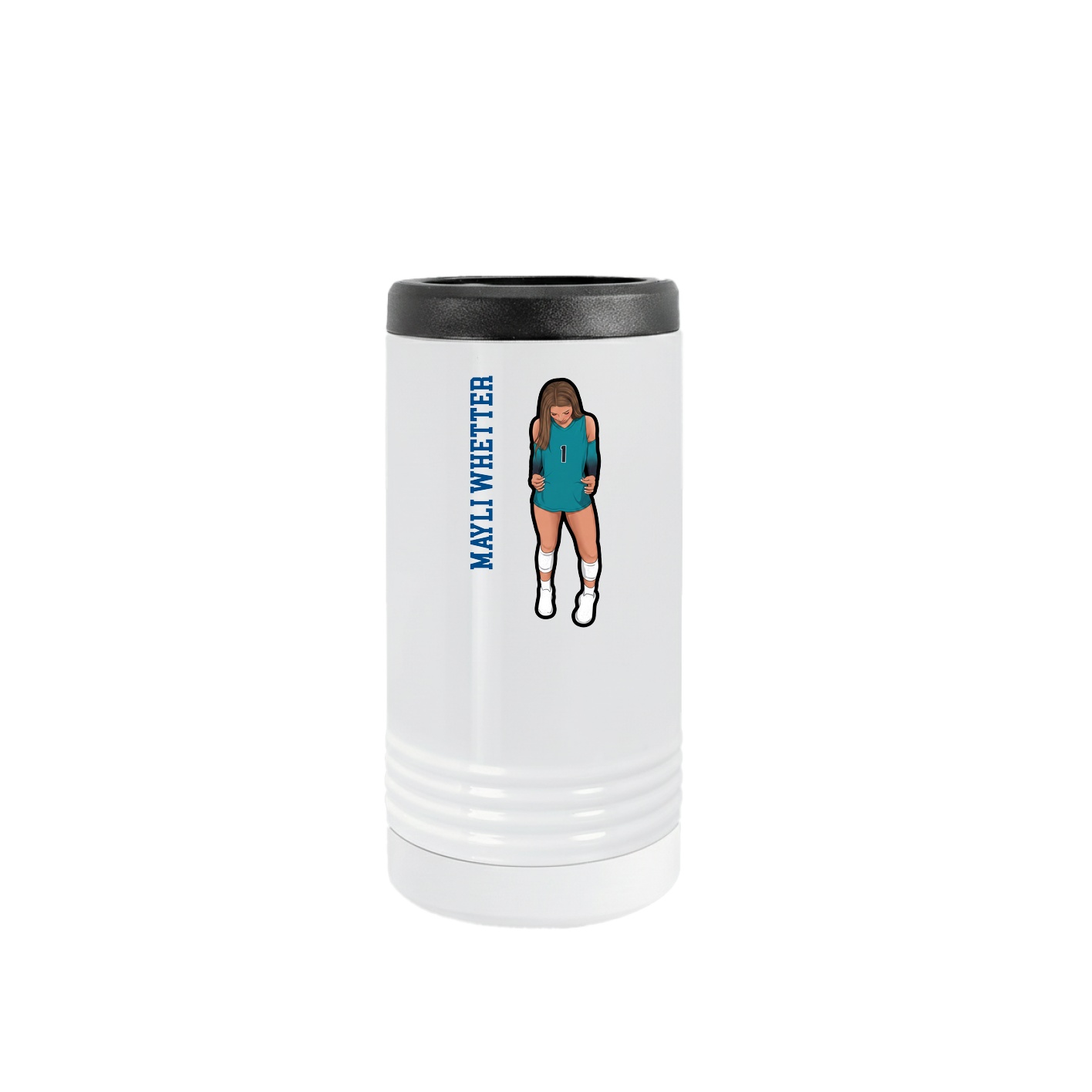 Slim Beverage Holder — Name Vertical in White