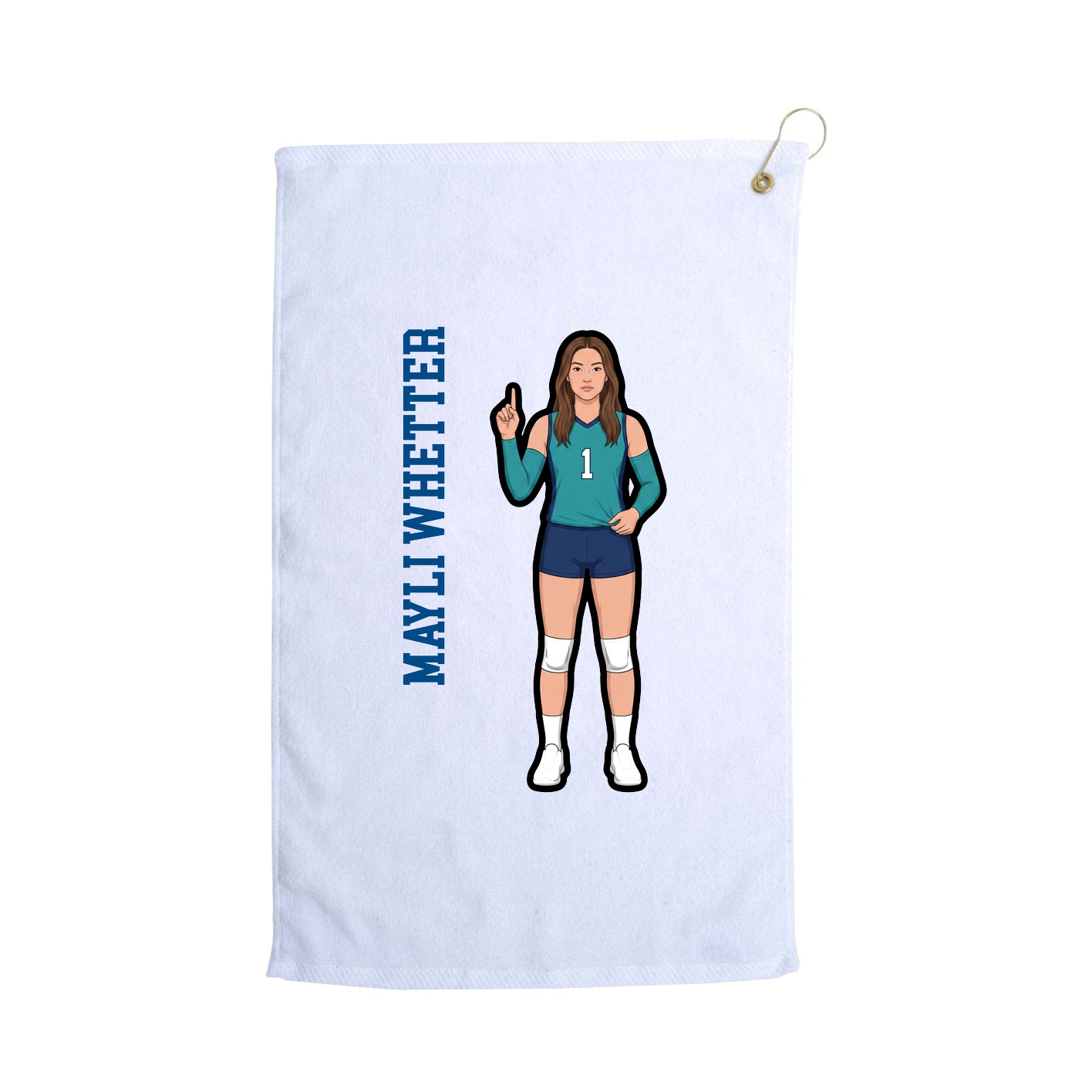 Golf Towel — Name Vertical in White