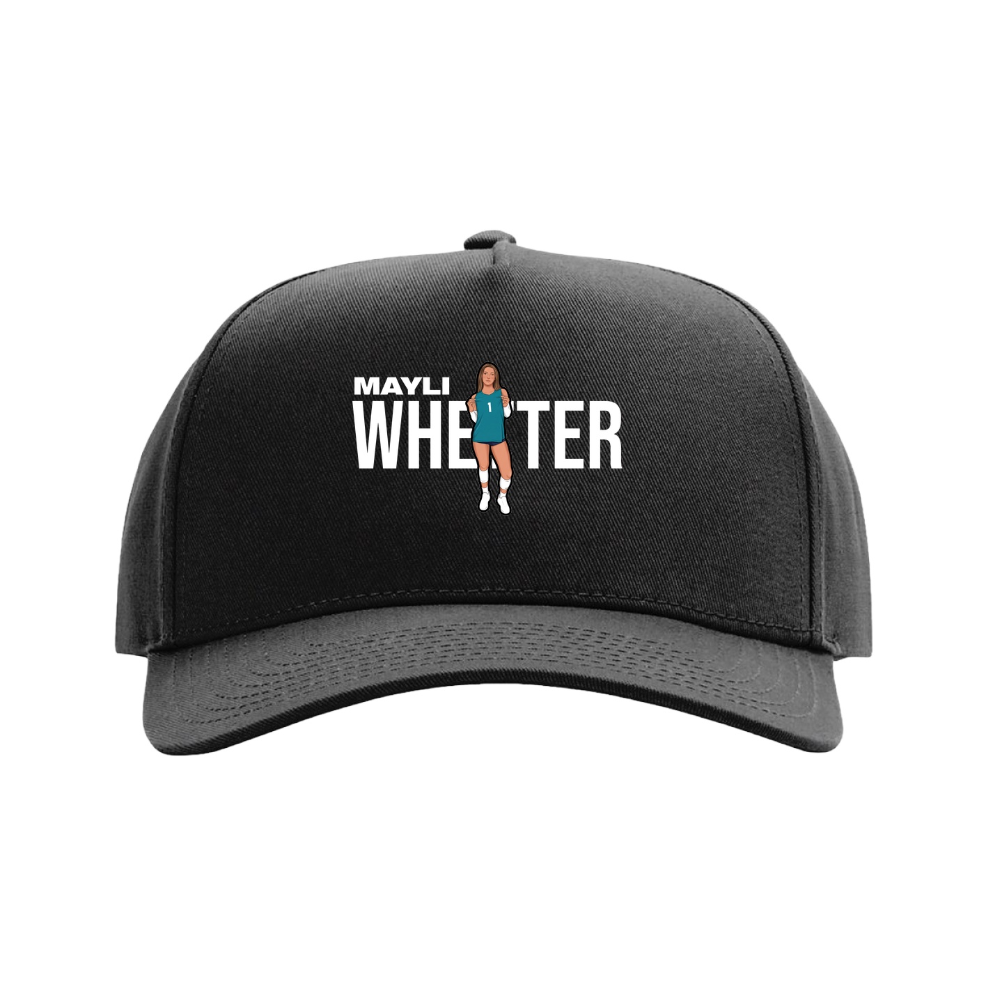 Full Fabric Five-Panel Champ Cap — Player Name in Black