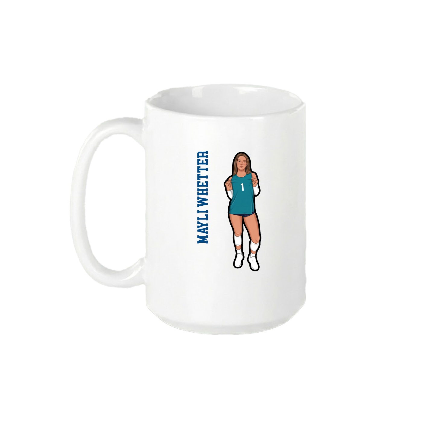 15oz Coffee Mug — Name Vertical in White