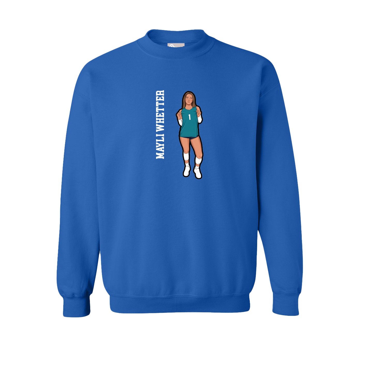 Fleece Crew — Name Vertical in Royal