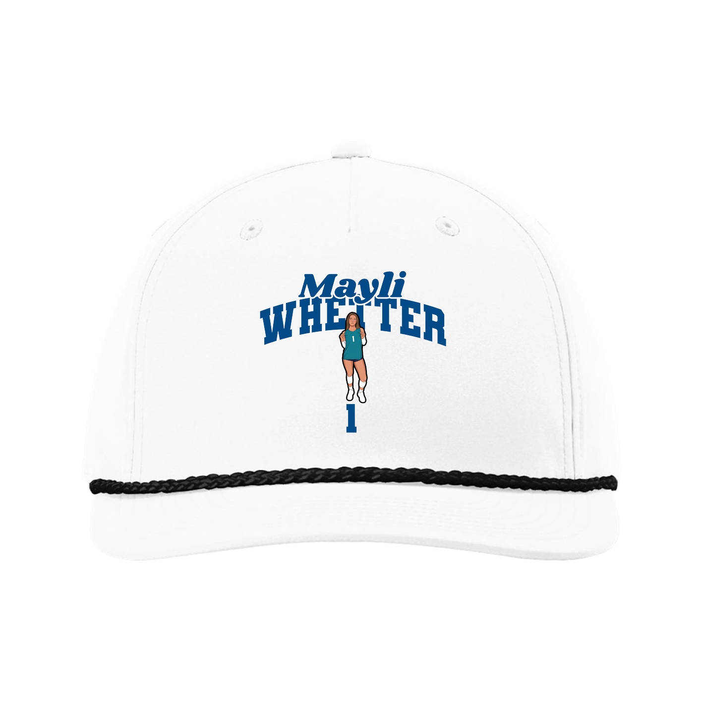 Five-Panel Classic Rope Cap — Signature Arch in White