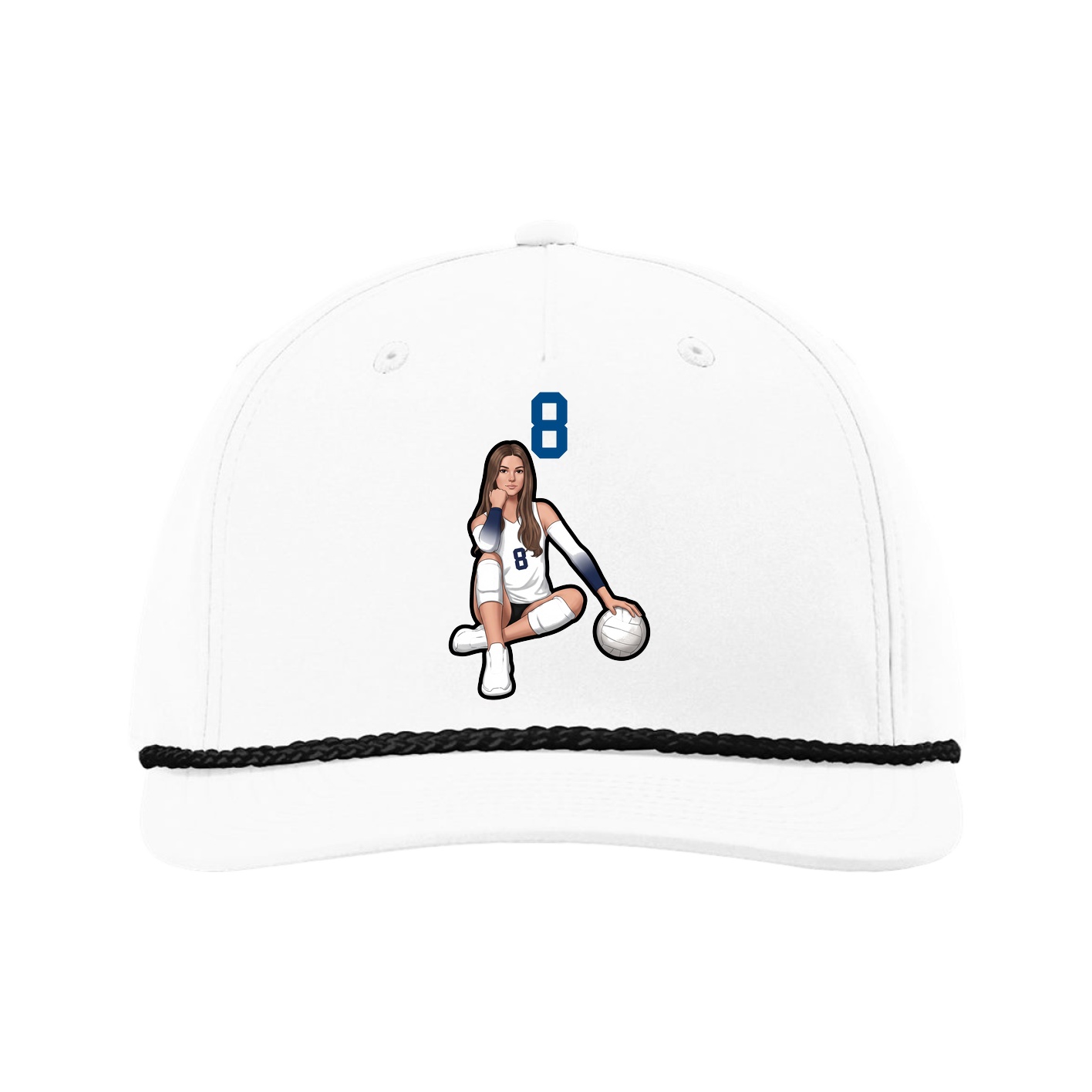Five-Panel Classic Rope Cap — Number Top in White