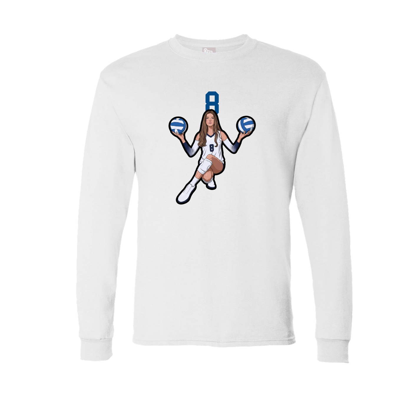 Long Sleeve Tee — Number Top in White