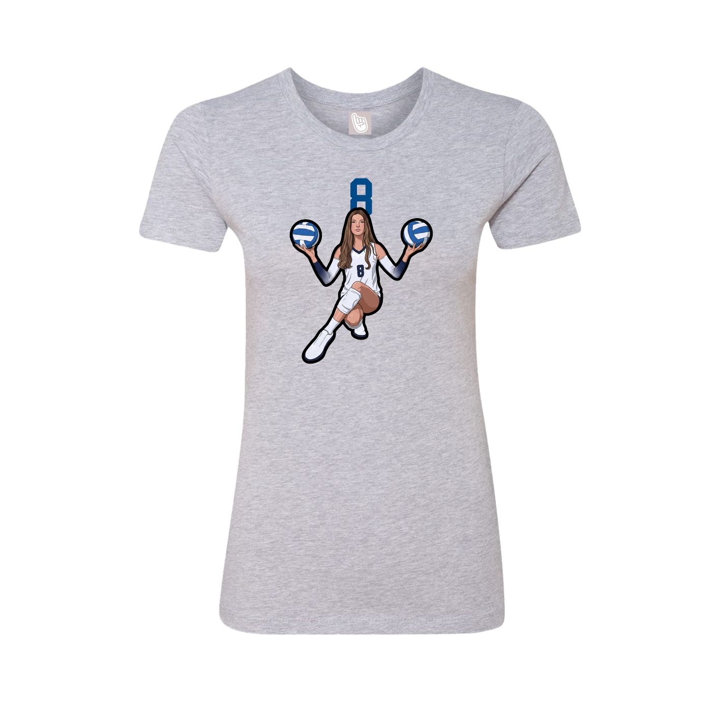 Fitted Women's Tee — Number Top in Grey