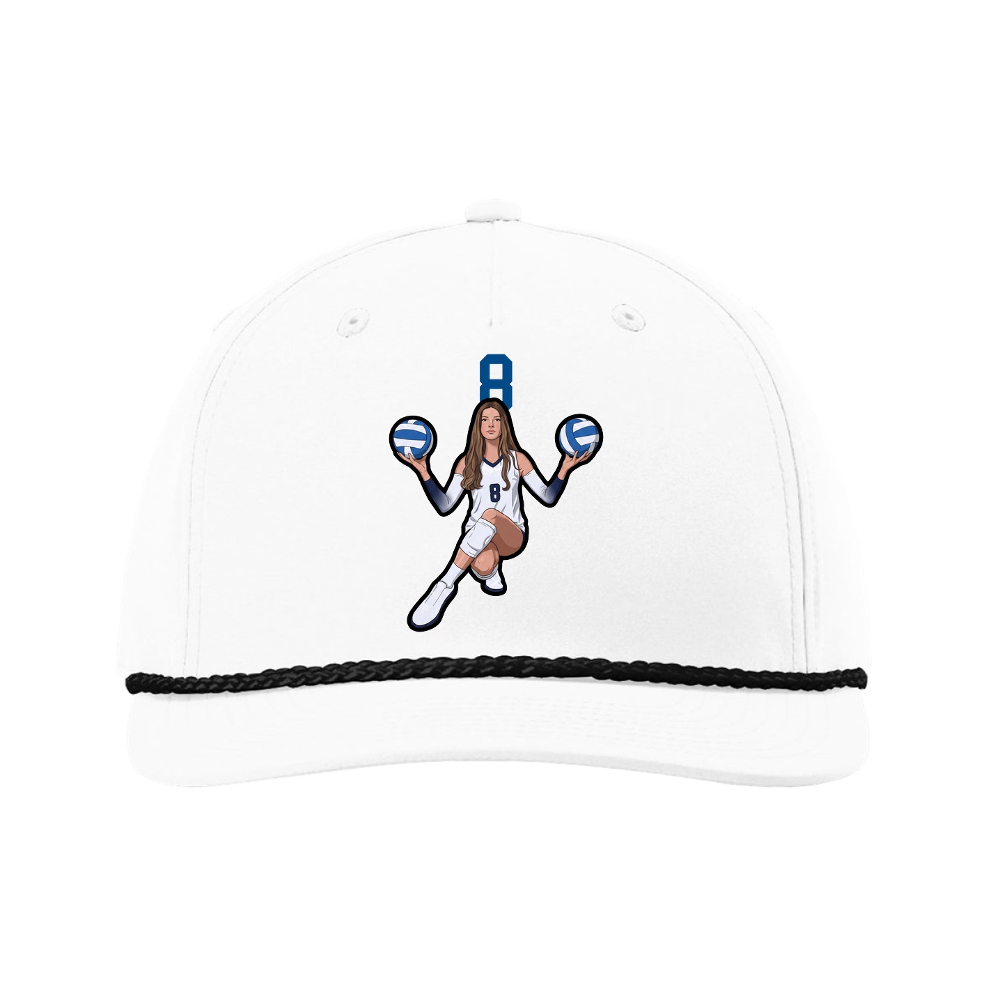 Five-Panel Classic Rope Cap — Number Top in White