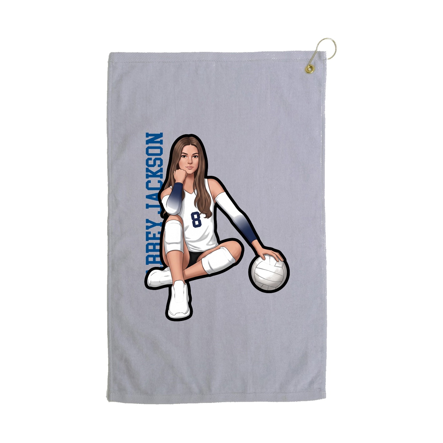 Golf Towel — Name Vertical in Grey