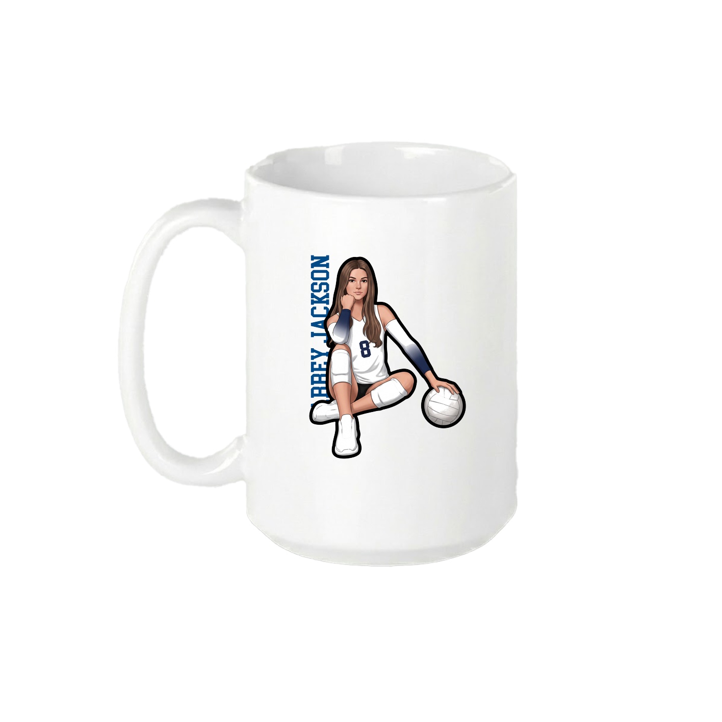 15oz Coffee Mug — Name Vertical in White