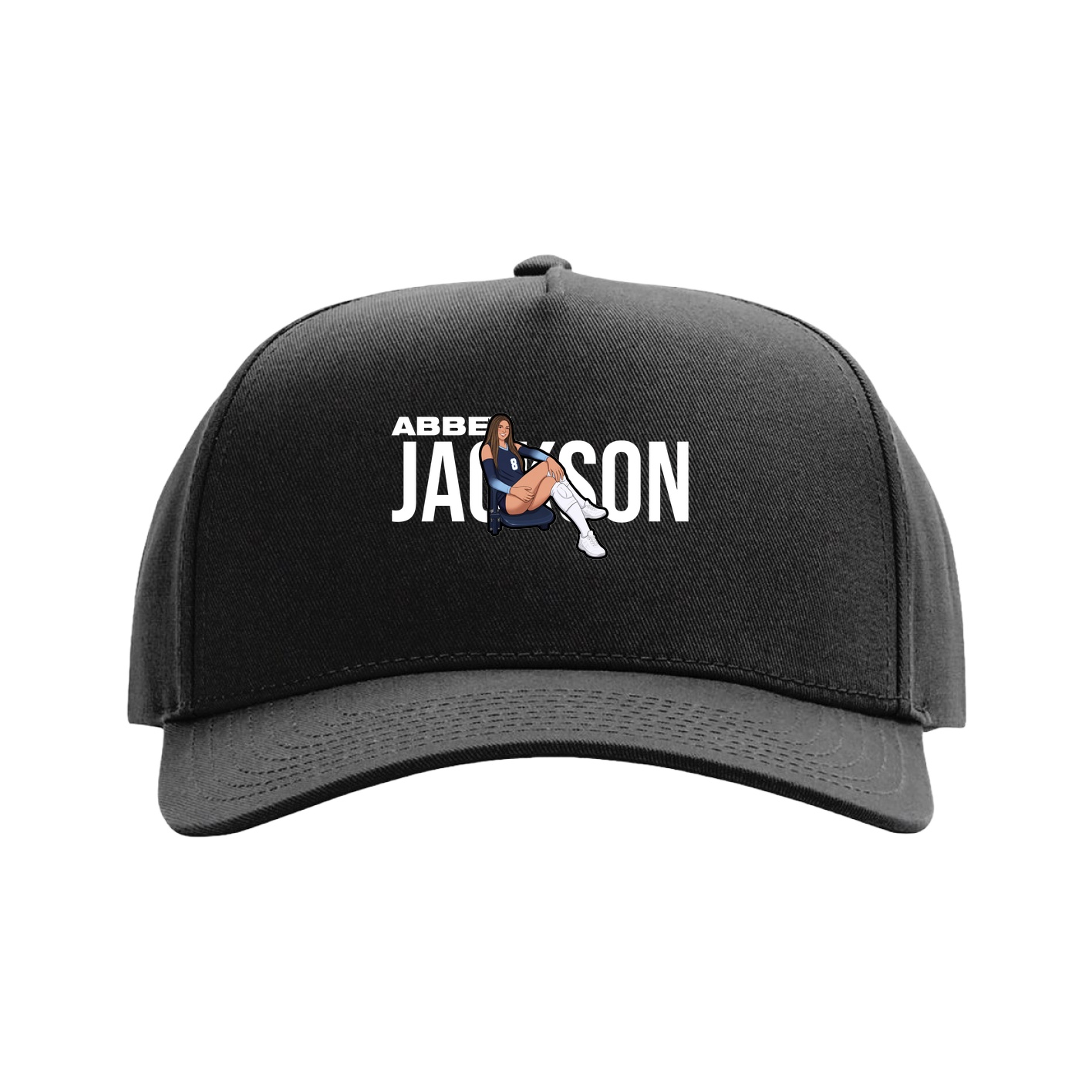 Full Fabric Five-Panel Champ Cap — Player Name in Black