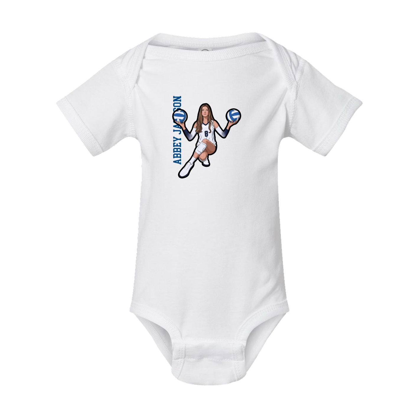 Baby Onesie — Name Vertical in White