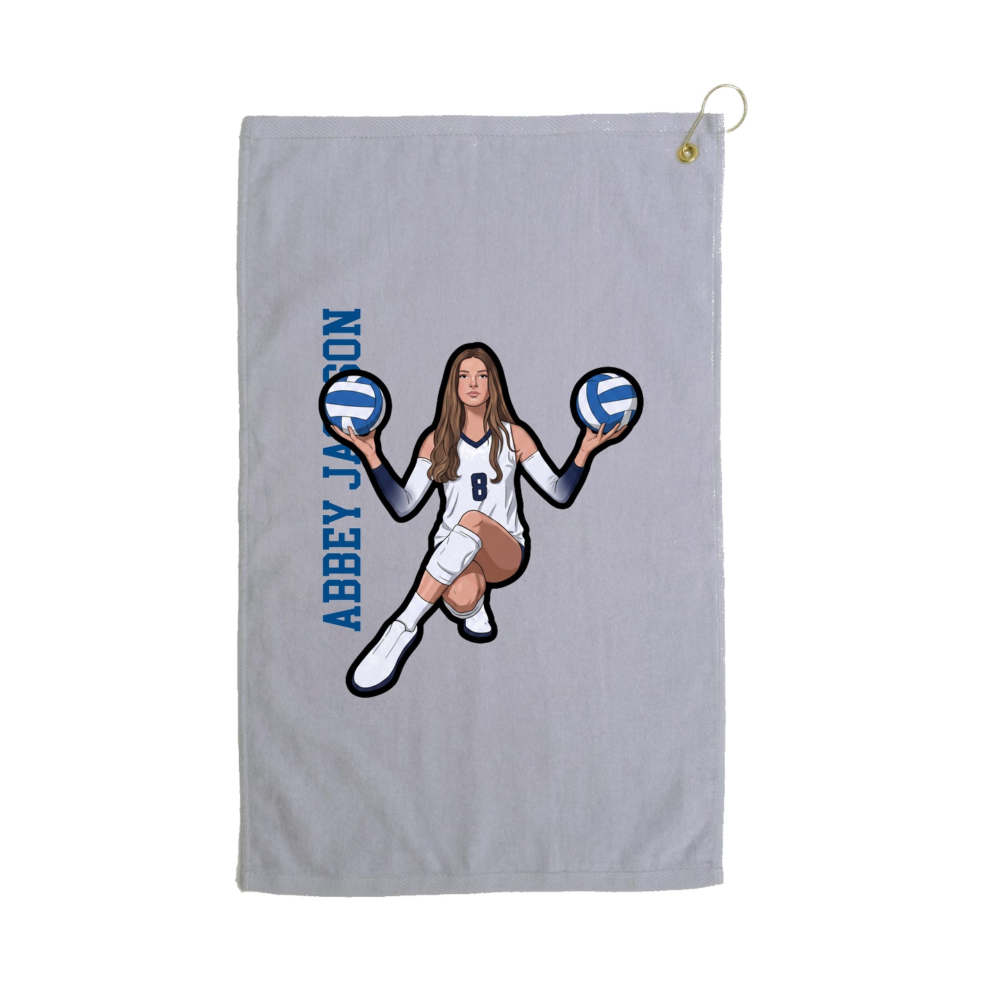 Golf Towel — Name Vertical in Grey
