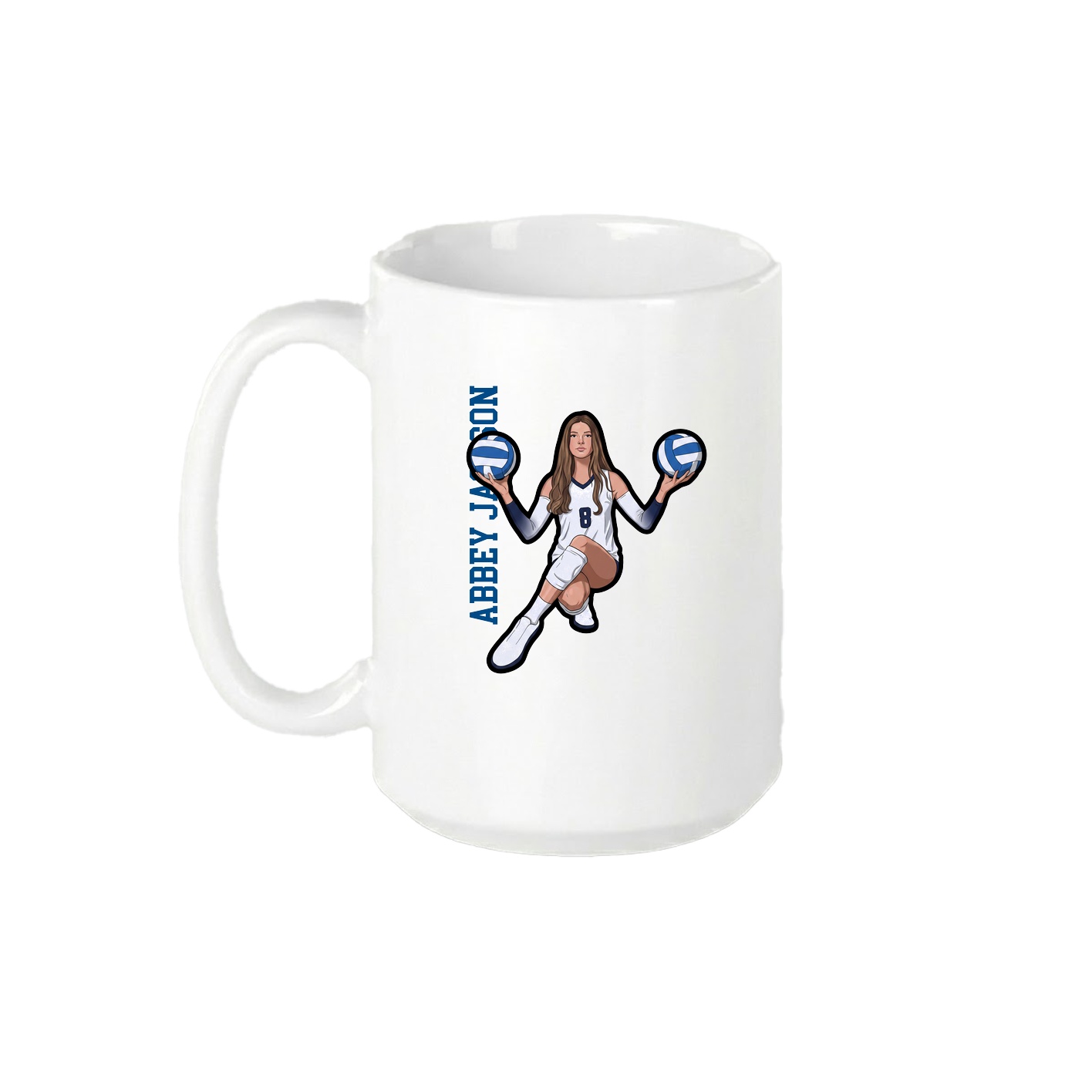 15oz Coffee Mug — Name Vertical in White