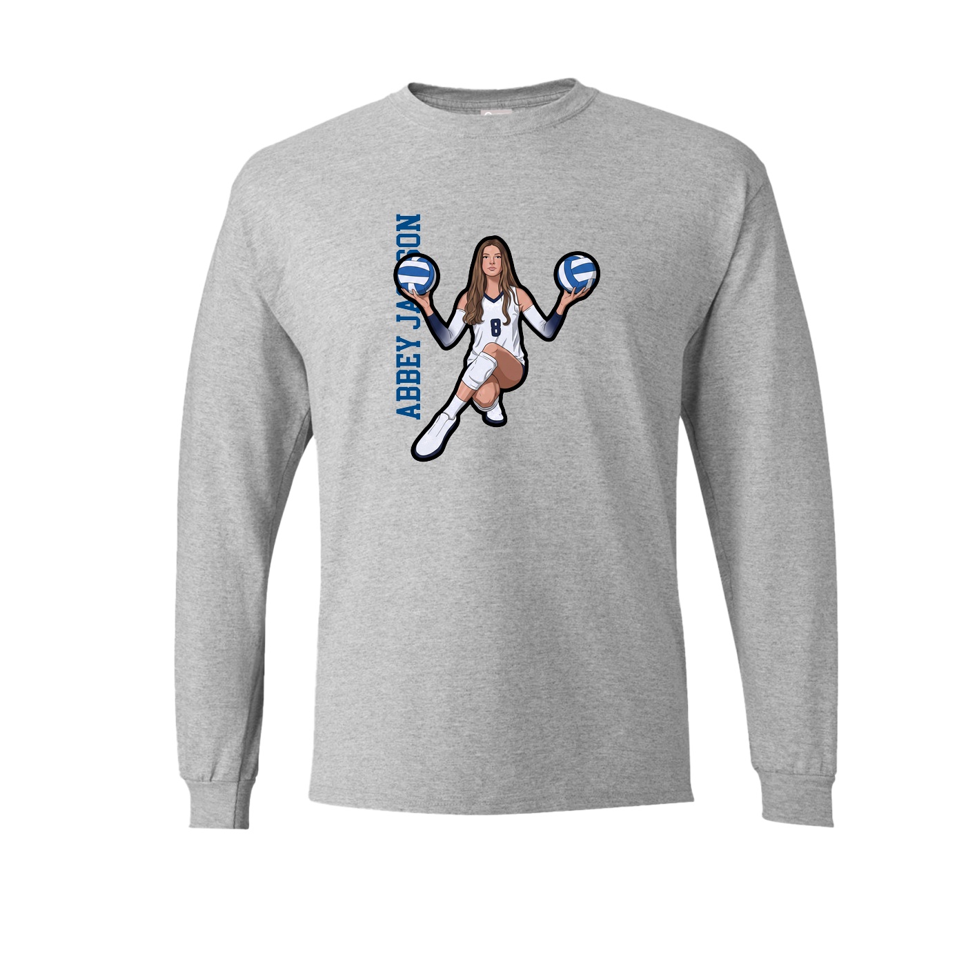 Long Sleeve Tee — Name Vertical in Grey