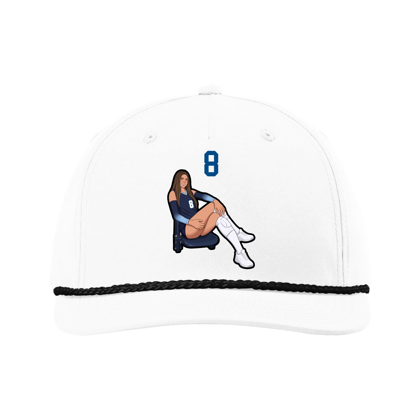 Five-Panel Classic Rope Cap — Number Top in White