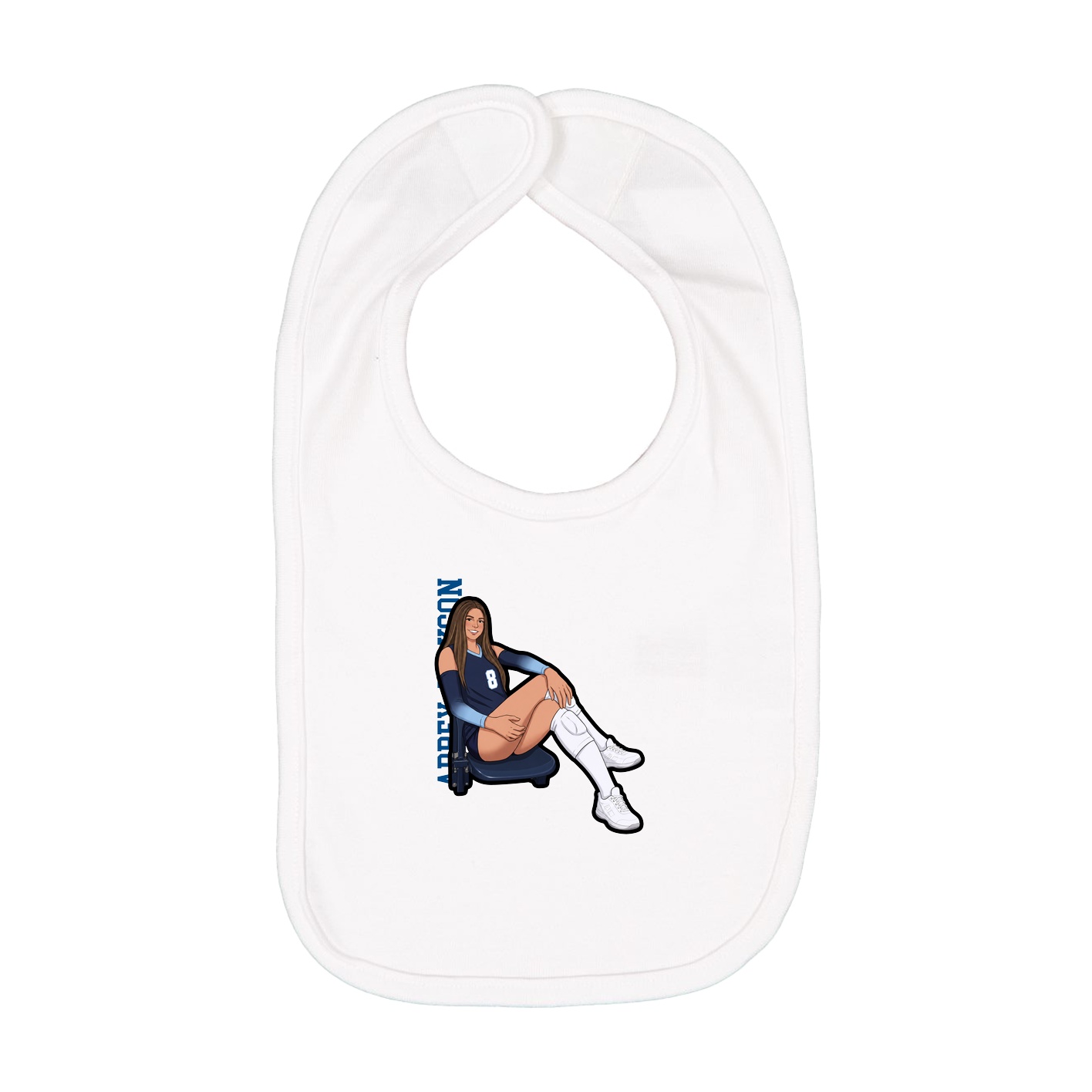 Infant Bib — Name Vertical in White