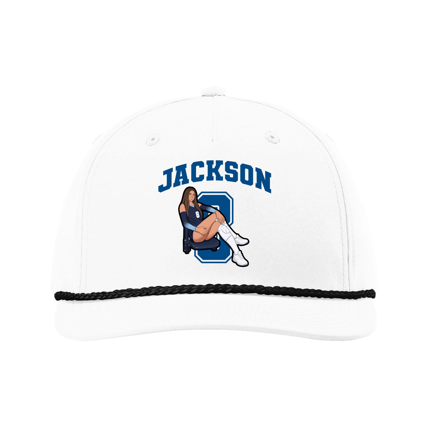 Five-Panel Classic Rope Cap — Number in White