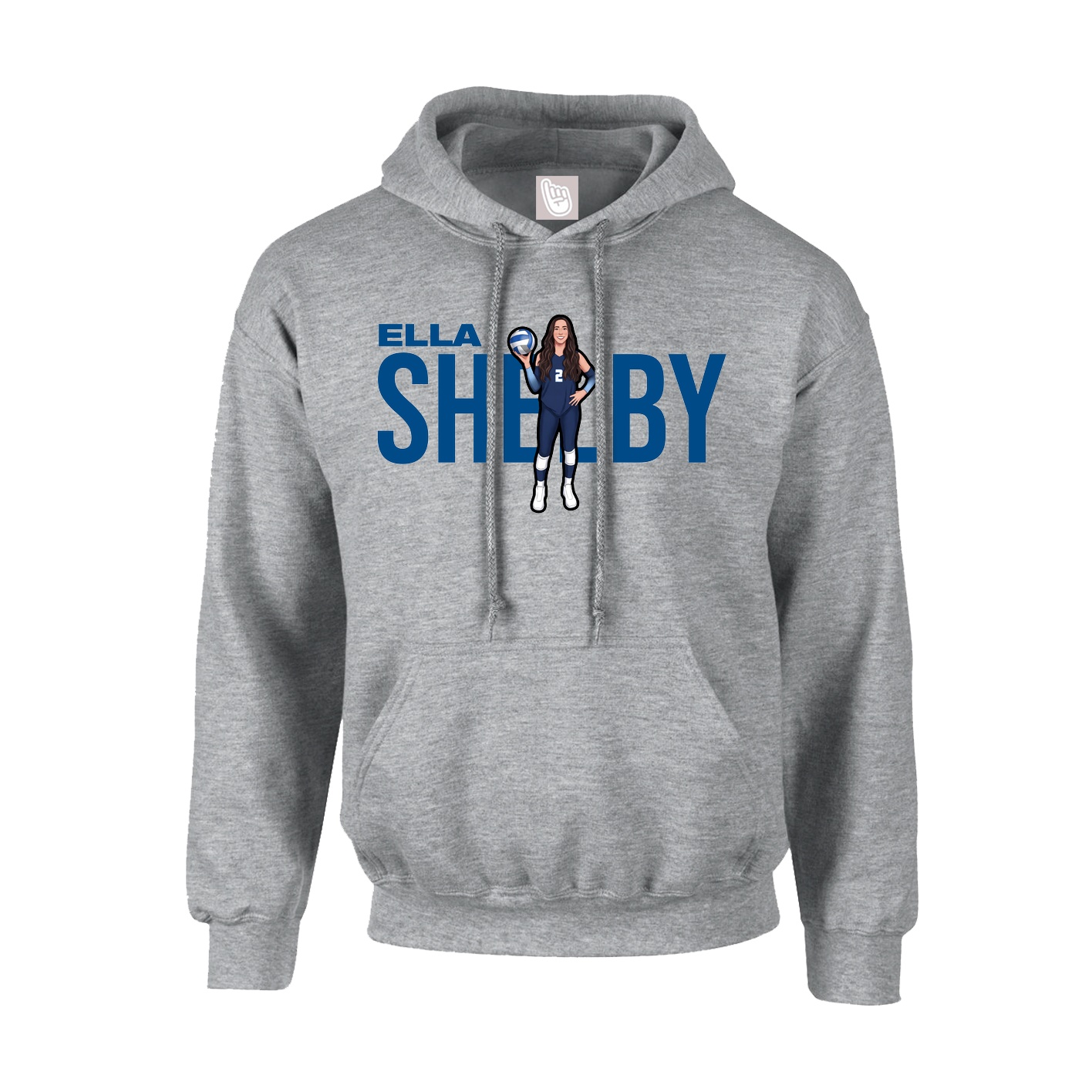 Hoodie — Player Name in Grey