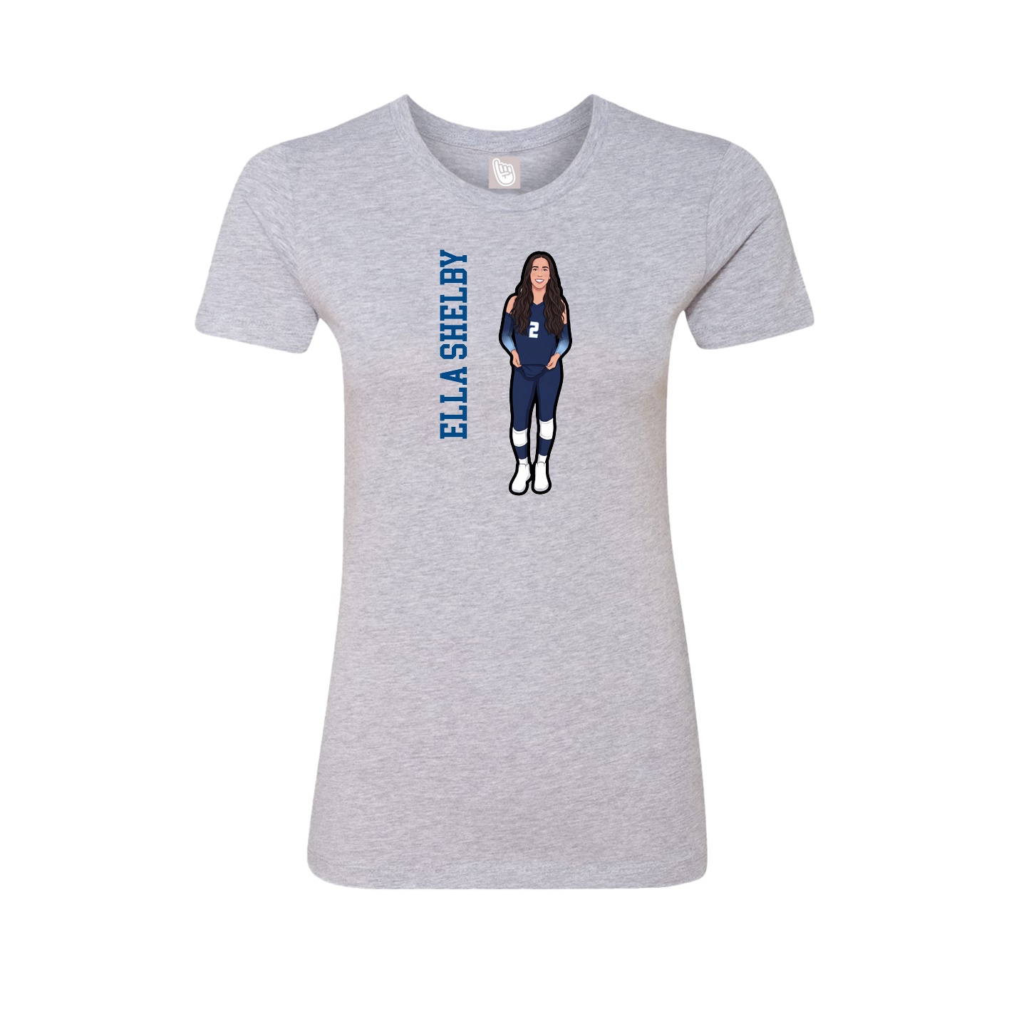 Fitted Women's Tee — Name Vertical in Grey