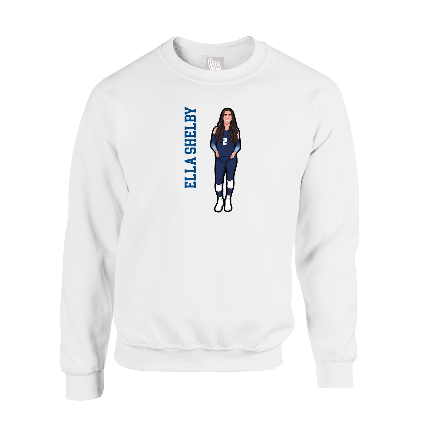 Fleece Crew — Name Vertical in White