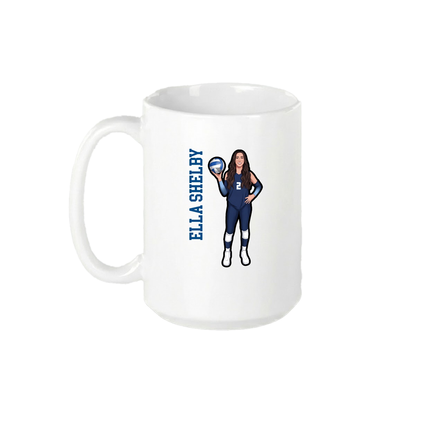 15oz Coffee Mug — Name Vertical in White