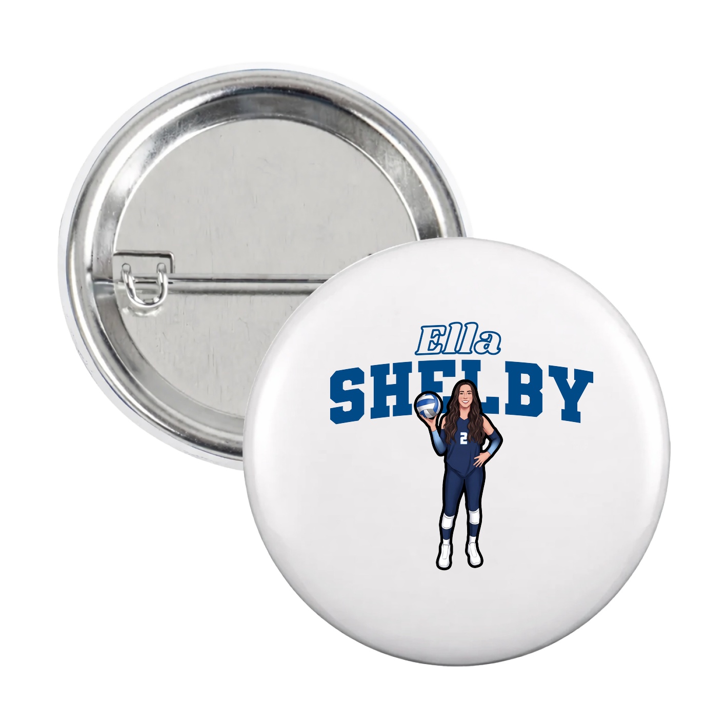 Game Day Button — Name Arch in White