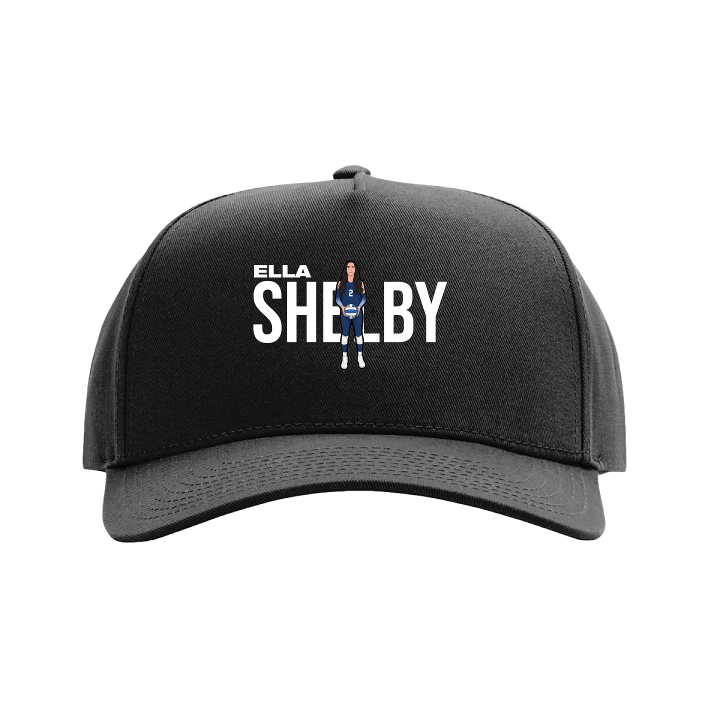 Full Fabric Five-Panel Champ Cap — Player Name in Black