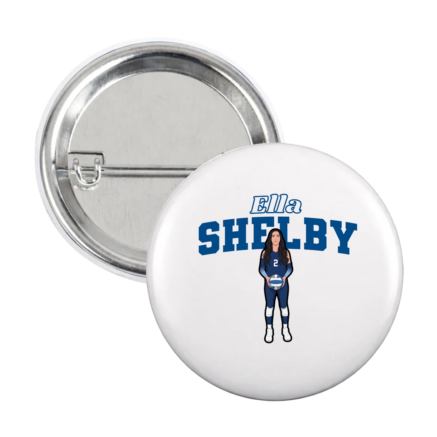 Game Day Button — Name Arch in White