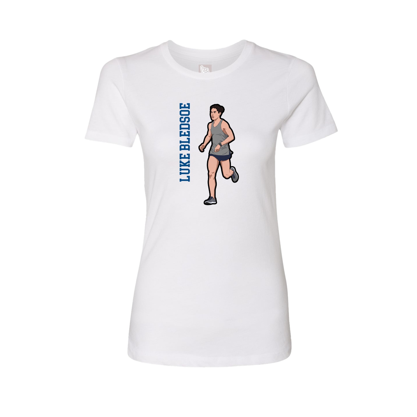Fitted Women's Tee — Name Vertical in White