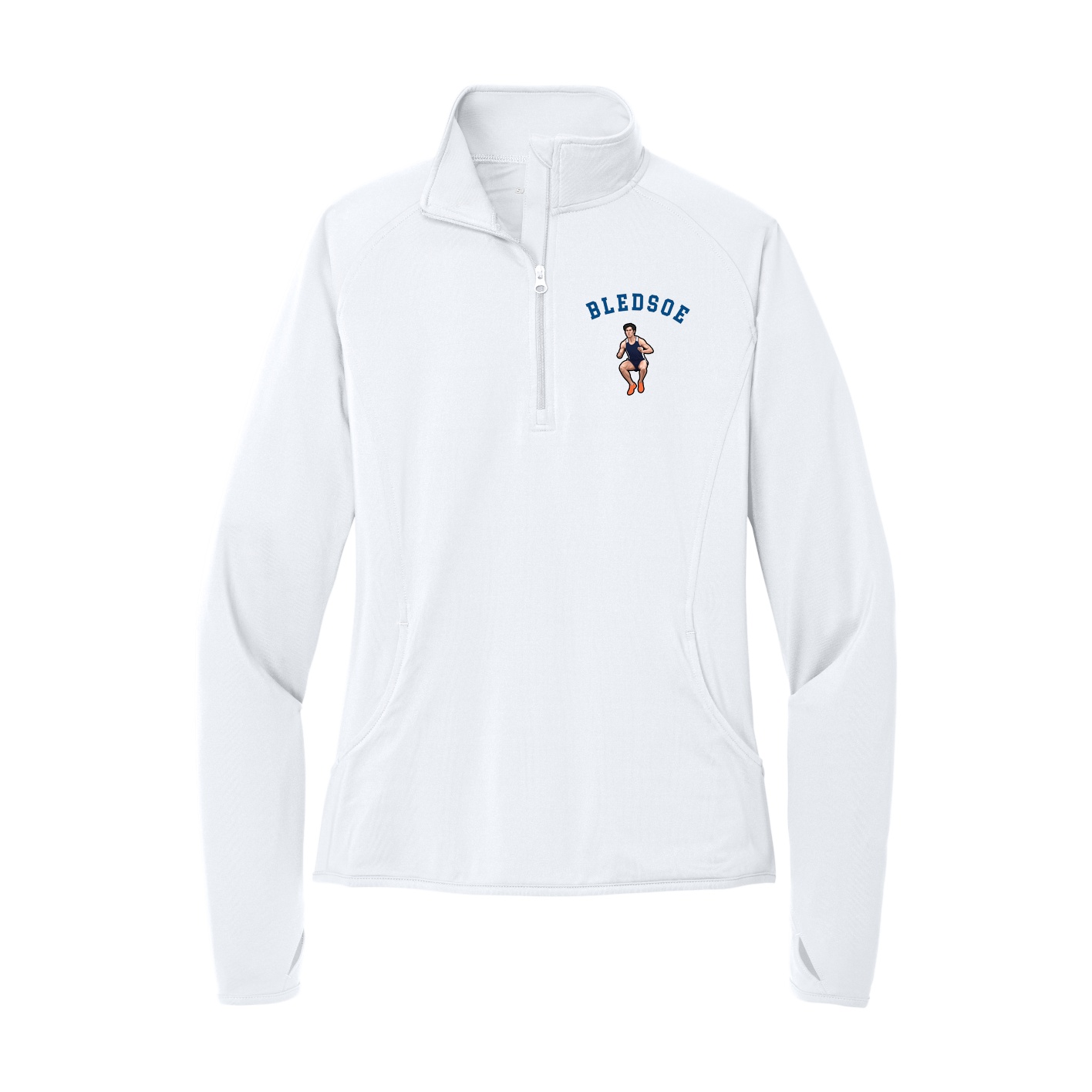 Women's Q-Zip Pullover — Shirsey Arch in White