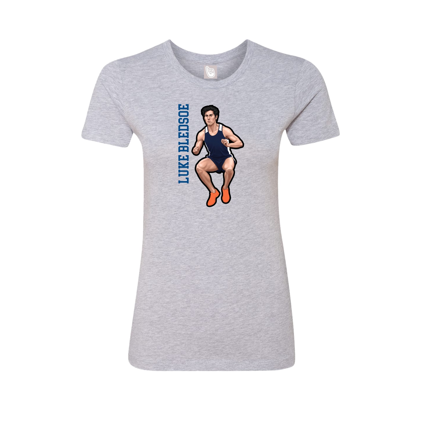 Fitted Women's Tee — Name Vertical in Grey
