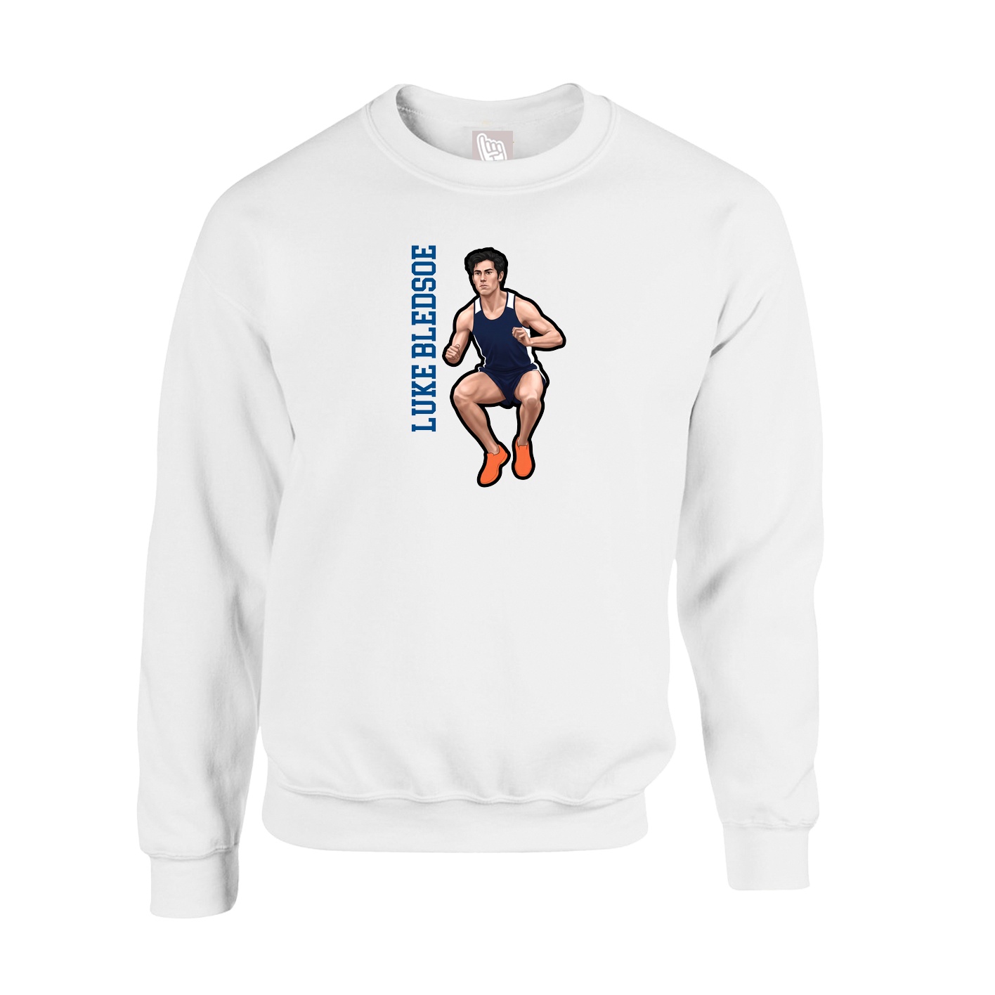 Fleece Crew — Name Vertical in White