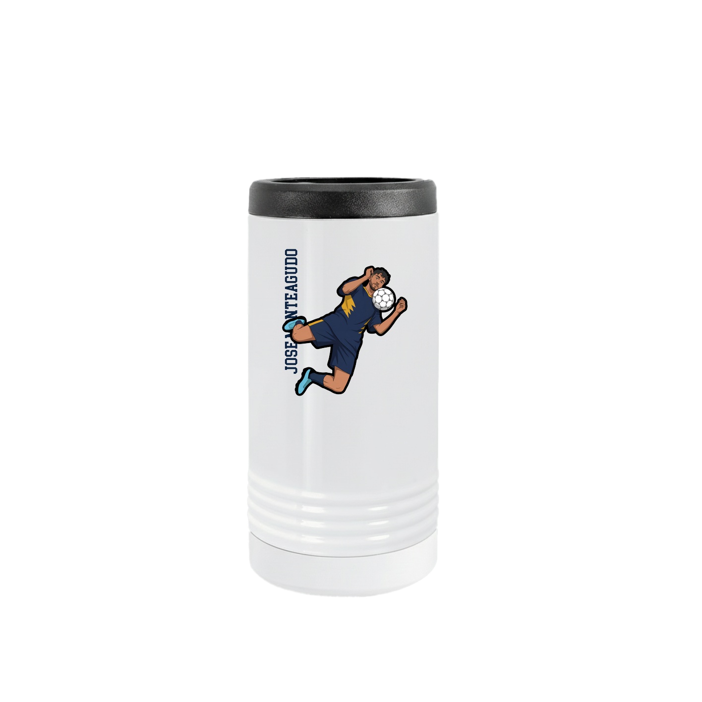 Slim Beverage Holder — Name Vertical in White