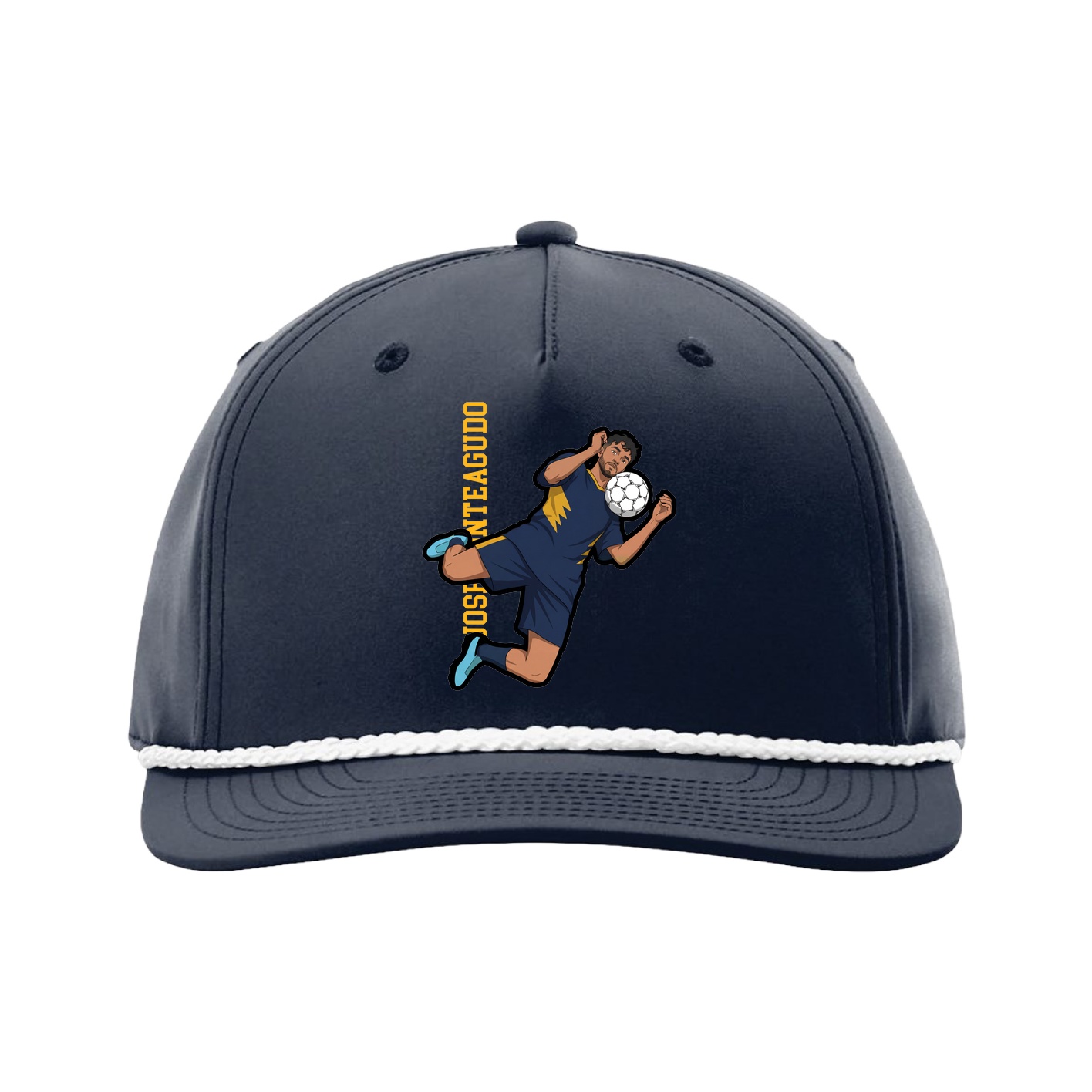 Five-Panel Classic Rope Cap — Name Vertical in Navy