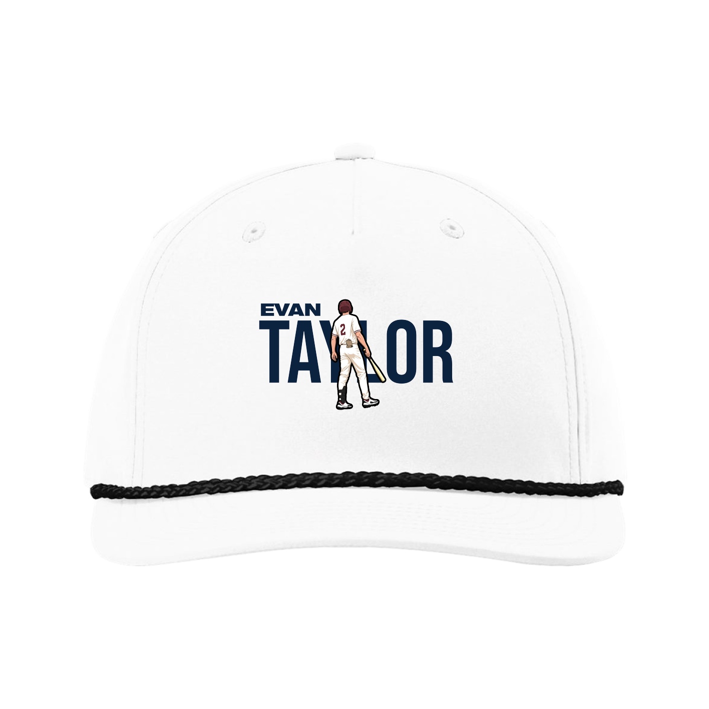 Five-Panel Classic Rope Cap — Player Name in White