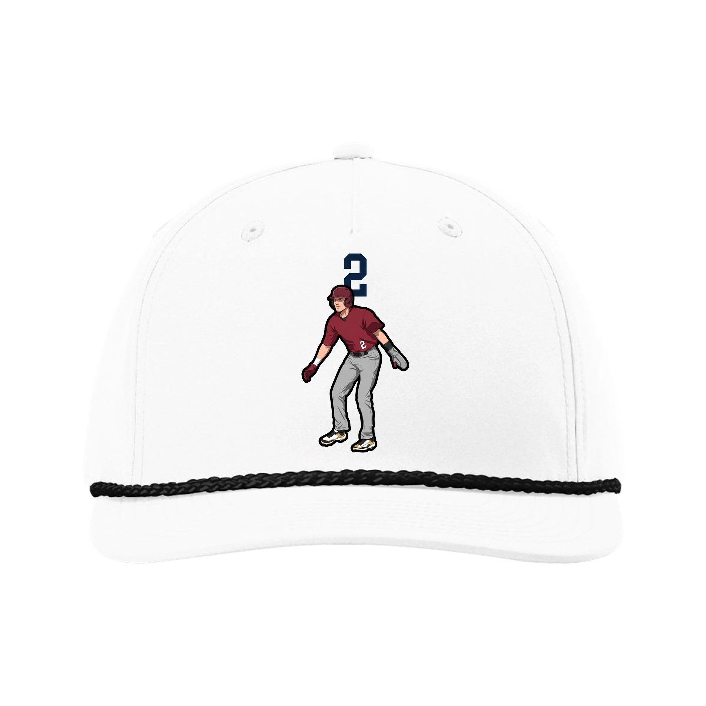 Five-Panel Classic Rope Cap — Number Top in White