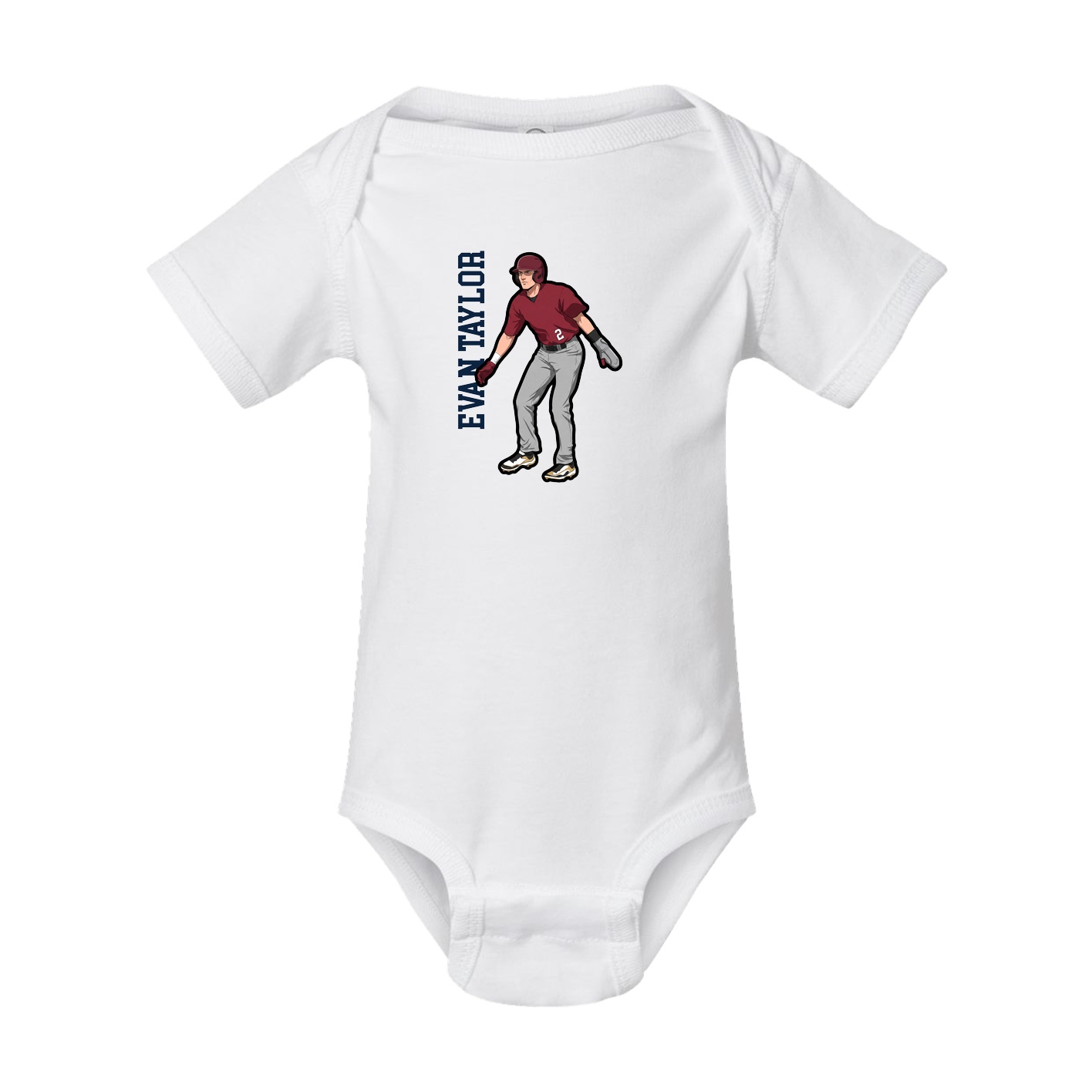 Baby Onesie — Name Vertical in White